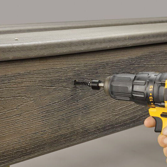 a deck fascia screw set into composite decking